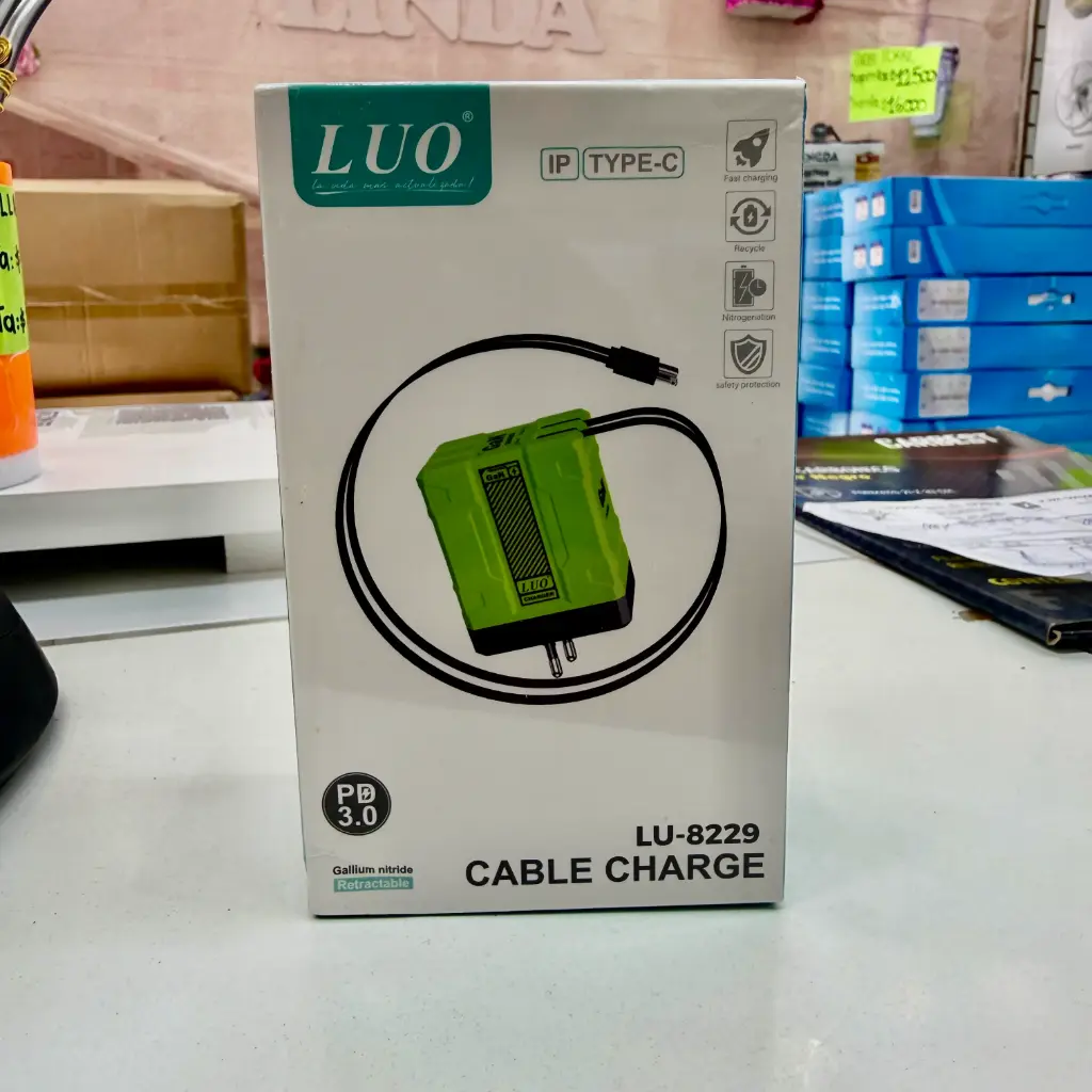 LU-8229 CARGADOR P/ CELULAR LIGGHTNING TIPO C 